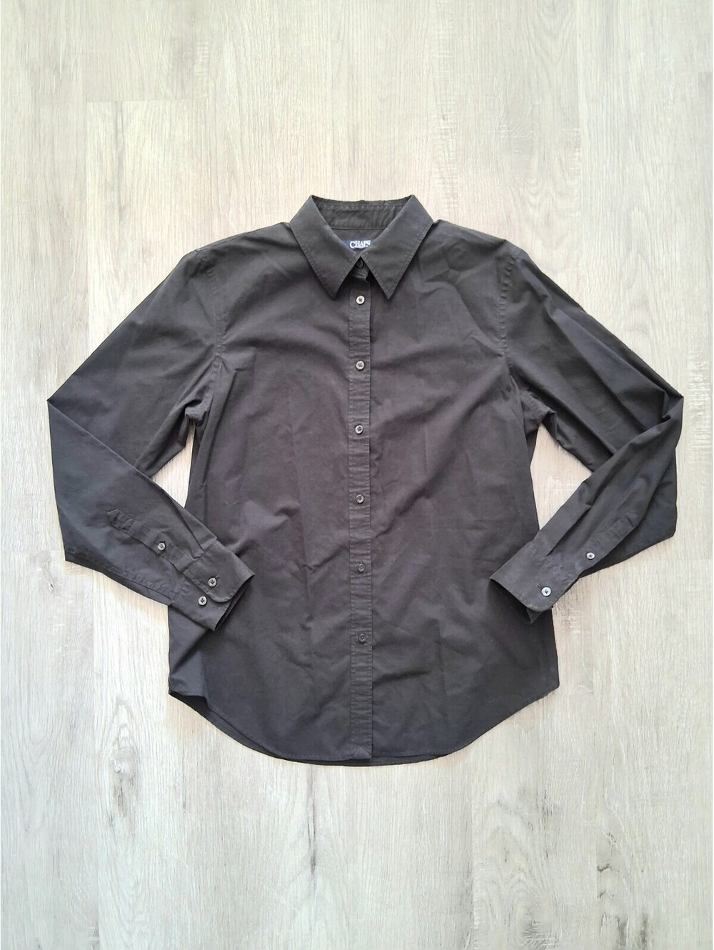Chaps Women's Small Black No Iron Cotton Shirt Button Up Long Sleeve Blouse Top